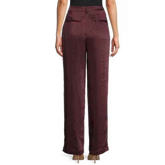 Good American 12 / 31 Malbec Red Washed Satin High Rise Straight Pants Trousers - Picture 11 of 11